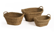 Seagrass Tapered Basket w Handle Set of 3 by Napa Home and Garden